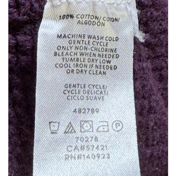 LOFT Ann Taylor 100% Cotton Shaker Knit Crew Neck Sweater Sz M Purple Cozy Layer - Picture 5 of 8